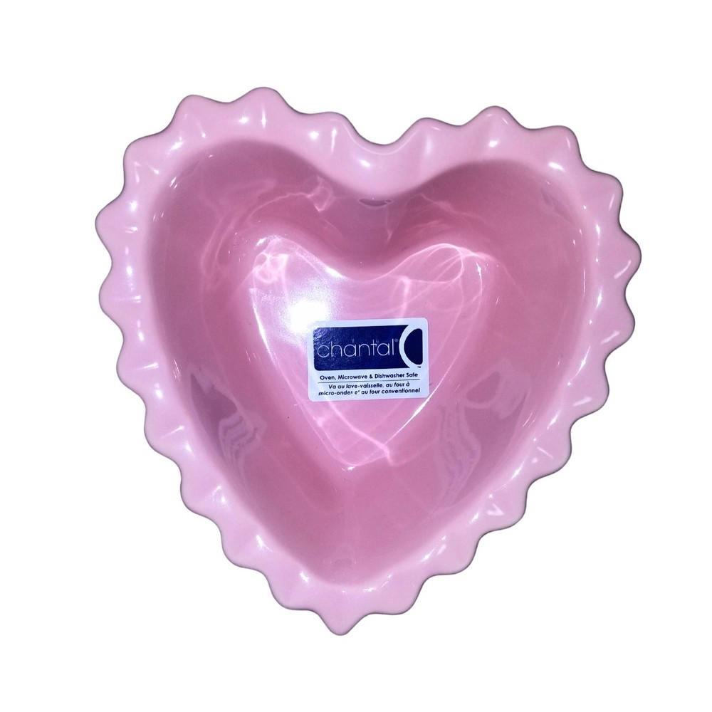 Chantal Pink Fluted Edge Heart Shaped 1 ¼ Cup Bakeware Ramekin (93-HBR11)